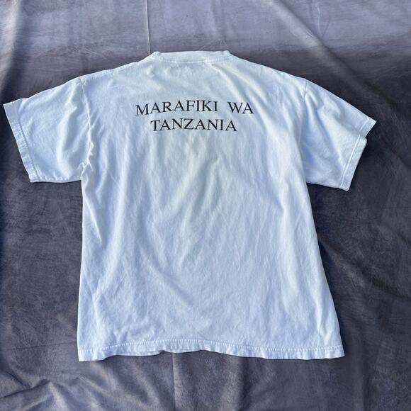 Vintage 90's Marafiki Wa Tanzania Friends of Tanzania White Environment Shirt XL - Picture 5 of 8